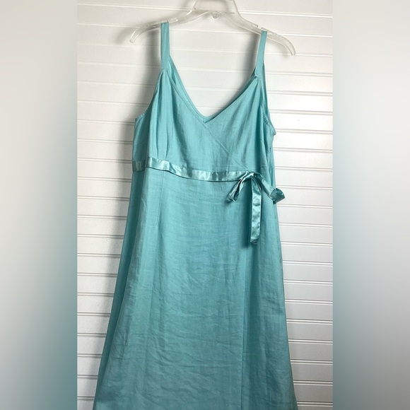 Willi Smith Linen Empire waist sleeveless midi dress Size 14 - Picture 1 of 6